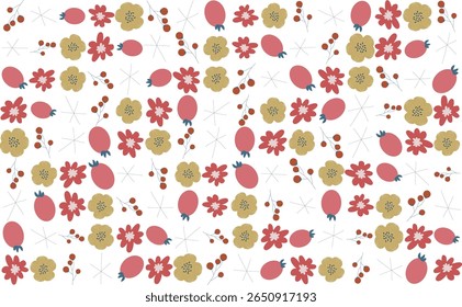 Ilustrações padrão florais com elementos botânicos artísticos, ótimo para uso em design digital e materiais de impressão.