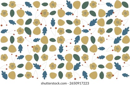 Floral pattern illustrations with artistic botanical elements, great for use in digital design and print materials.