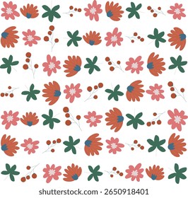 Floral pattern illustrations with seamless botanical designs, perfect for textile prints, modern packaging, digital art, and elegant decorative projects.