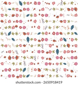 Ilustraciones de patrones florales con diseños botánicos sin costuras, perfectas para impresiones textiles, empaques modernos, arte digital y proyectos decorativos elegantes.