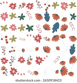 Ilustrações padrão floral com projetos botânicos sem costura, perfeito para impressões têxteis, embalagem moderna, arte digital e projetos decorativos elegantes.