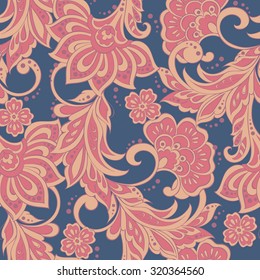 Floral Pattern in Indian Batik Style