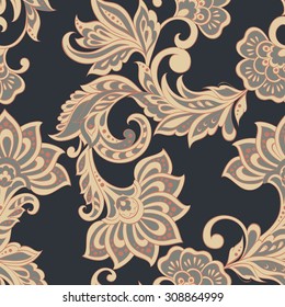 Floral pattern. Indian, damask seamless wallpaper. Vector background