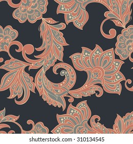 Floral pattern. Indian, damask seamless wallpaper. Vector background
