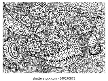 Floral pattern in indian style for coloring book