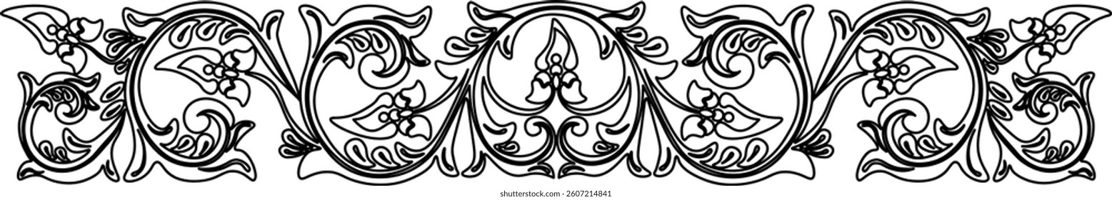 Floral pattern of Indonesia. traditional Pattern. line art pattern. Pattern for curving