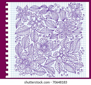 floral pattern with ink on paper