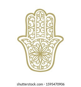 Floral pattern inside "Hand of God", Ancient Middle Eastern amulet. vector