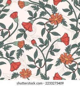 Vintage Floral Art Nouveau Seamless Digital Print