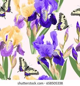 Floral pattern with iris flowers