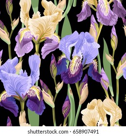 Floral pattern with iris flowers