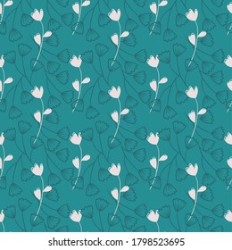 Patrón floral aislado en el fondo verde. Diseño de ilustración de silueta de flores