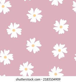 Floral pattern with isolated white flower