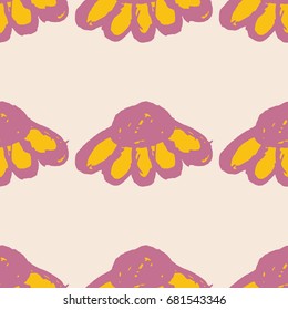 Floral pattern with large flower buds and Echinacea. Simple seamless pattern for print on fabric, textiles, surfaces. Vector illustration