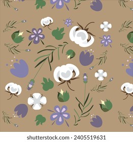 Floral pattern "Lavender and Cotton"