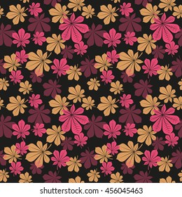 Floral pattern with leaves of chestnut