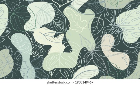 Floral pattern with leaves. Flower seamless summer festive background. Flourish ornamental garden with   ornamenta dots.