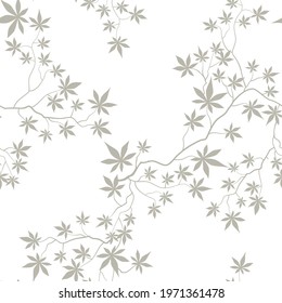 Floral pattern with leaves and flowers in elegant retro chinese style. Abstract seamless festive floral line background. Flourish ornamental golden garden with flourish nature  oriental  motive