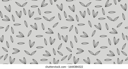 floral pattern of leaves on a gray background, line vector illustration, for design of textiles, wallpaper, paper
