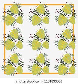 Floral pattern  with leaves on white background