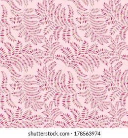 Floral pattern with leaves. Ornamental leaf seamless texture. Nature background.