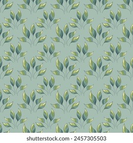 Floral pattern with leaves, seamless background with leaves.