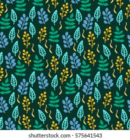 Floral pattern with leaves. Seamless for fabric design, gift wrapping paper and printing and web projects.