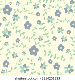 Floral pattern with leaves and yellow background