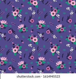 Floral pattern And leaves,spring flowers for textile texture