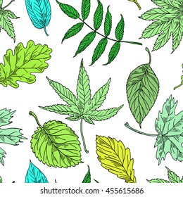 Floral pattern with leaves.Summer green pattern textile,Vector illustration.