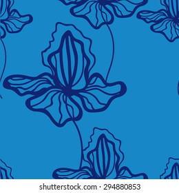 Floral pattern. light background with color flowers. Seamless pattern can be used for printing textile, wallpaper , wrapping paper. Linear art