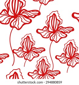Floral pattern. light background with color flowers. Seamless pattern can be used for printing textile, wallpaper , wrapping paper. Linear art
