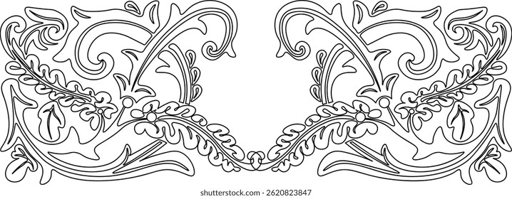 floral pattern. line art pattern. symmetric floral pattern