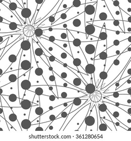 Floral pattern, line, dot, seamless vector background.