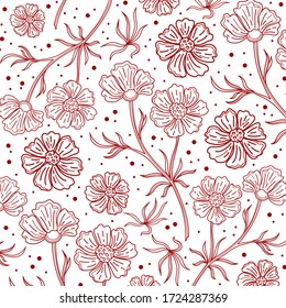 Floral pattern. Lines. Black and white. Vector.