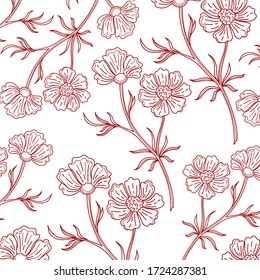 Floral pattern. Lines. Black and white. Vector. Isolated.
