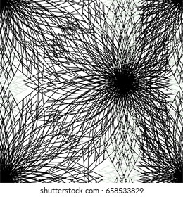 Floral pattern in lines, grid, strip, seamless vector background.