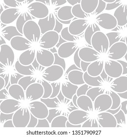Floral pattern in lines, seamless vector background.