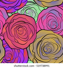 Floral pattern with little abstract roses, vector illustration in vintage style.