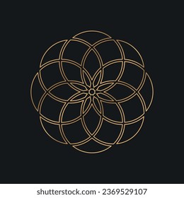 Floral pattern logo design decorated with thin outline