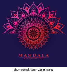 Blumenmuster Luxus mandala Kunst einzeln auf dunklem Hintergrund, Vector Boho mandala in Rot-und Rosa Farben. Mandala mit Blumenmustern. Yoga-Vorlage
