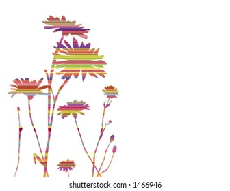 Floral pattern made up of bright, contemporary stripes.