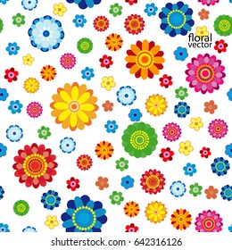 Patrón floral hecho en flores sobre fondo blanco, ilustración vectorial sin fisuras.