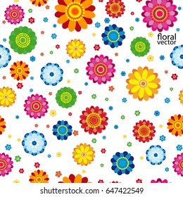 Floral pattern made in flowers on a white background, seamless vector illustration.