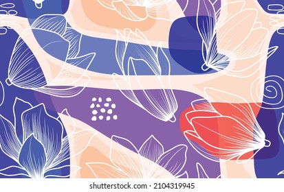estampado floral con flores de magnolia.