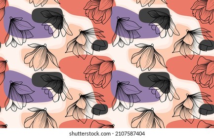estampado floral con flores de magnolia.