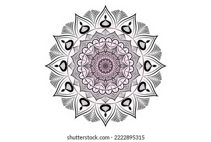 Blumenmuster mandala Kunst einzeln auf weißem Hintergrund, indische Stilmandala für Meditationsplakat oder -banner, Henna-Tattotookart, mandala Kunst oder Illustration 