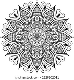 Floral pattern mandala art isolated on a white background, decoration elements for meditation poster or banner, yoga banner, henna. tattoo art, traditional circle pattern mandala art vector art