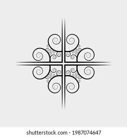 Mandala de patrón floral en blanco y negro. Elementos decorativos de época.