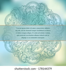 Floral pattern mandala on blur background